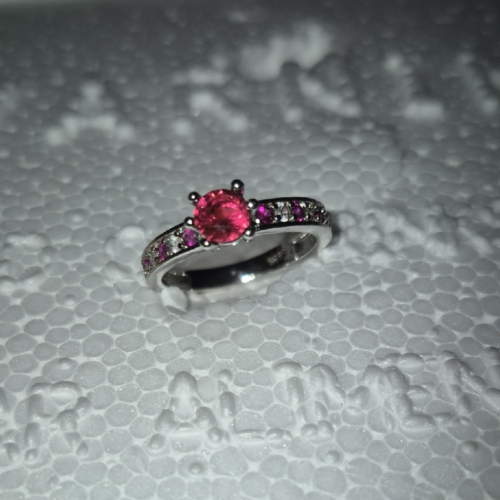 Elegant Pink and Silver Women's Ring